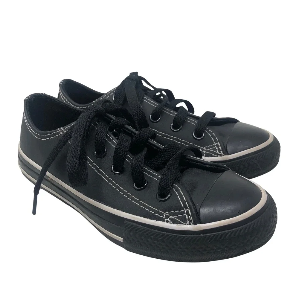Converse All Star Sneakers Junior 12‎ Kids Black Leather Low Top 672275C
